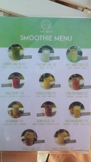 Smoothies Menu at Indie Beach in Koh Chang