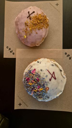 Pistacio & strawberry at Crosstown Doughnuts - Fitzrovia in London