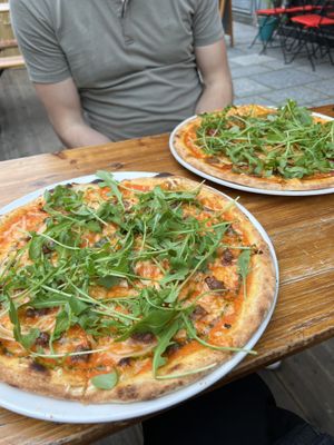 We both went large. Toppings were really generous😄  at Happiz - Monge in Paris