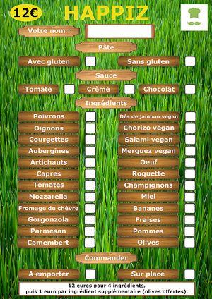 List of our ingredients at Happiz - Monge in Paris