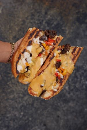 Pepper Stk Cheeze Roll at Vegan Junkie - Tavern Flower Food Truck in Fort Lauderdale