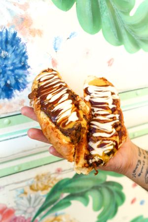 Cheezy Jerk Bbq Jackfruit Roll  at Vegan Junkie - Tavern Flower Food Truck in Fort Lauderdale