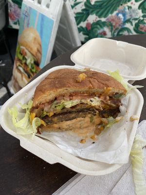 Bacon cheeseburger  at Vegan Junkie - Tavern Flower Food Truck in Fort Lauderdale