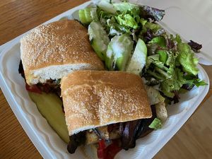 Portobello Mushroom Sandwich at Dharma's in Capitola