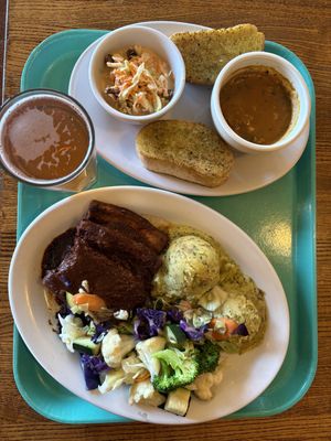 The BBQ tofu special + kombucha  at Dharma's in Capitola