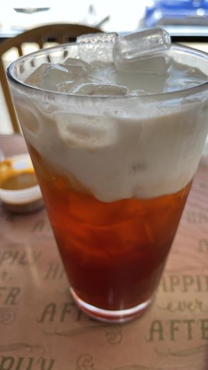 Thai iced tea special ordered vegan by using coconut milk instead of condensed milk   at Thai Station in Payson