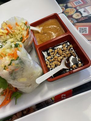 Veggie rolls. Yummy sauce  at Thai Station in Payson