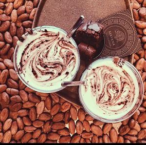 Hot Chocolate. Vegan milk options: Almond, Oatly and coconut.   at Mayana in Ghent