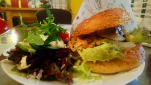 My favorite Burger... Bavarian Fleischkäse with Xtra cheese & Salad... great at Yoyo Foodworld in Berlin