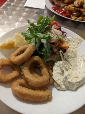 Vegan calamari at Yoyo Foodworld in Berlin