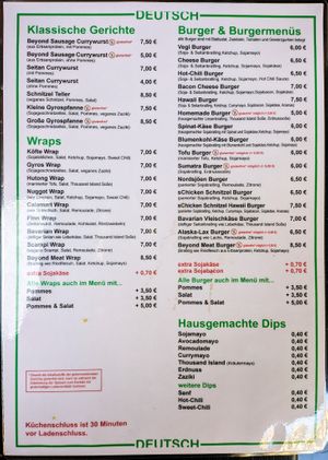 Menu page at Yoyo Foodworld at Yoyo Foodworld in Berlin