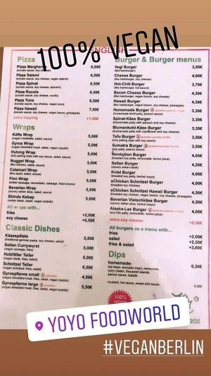 menu at Yoyo Foodworld in Berlin