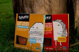 Tofurky slices and chorizo crumbles at Mr. Tofu - Avelo Market in Puebla