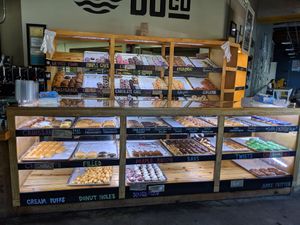 Vegetarian donuts. Vegan donuts are separated. (Not shown here) at SloDoCo in San Luis Obispo