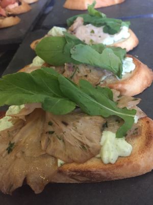 Mushroom crostini at Di Vino Dante in Puerto Vallarta