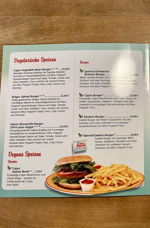 Veggie & vegan menue p. 1 at Miss PeppeR in Paderborn