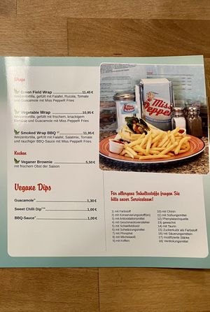 Veggie & vegan menue p. 2 at Miss PeppeR in Paderborn