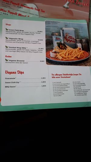 Menue at Miss PeppeR in Niederdorf