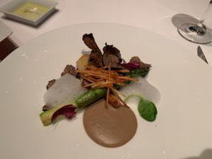 Smoked asparajus and mushrooms at Sens et Saveurs in Tokyo
