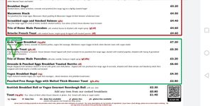 Menu 2 at Reds in Edinburgh