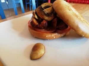 Vegan breakfast bagel at Reds in Edinburgh