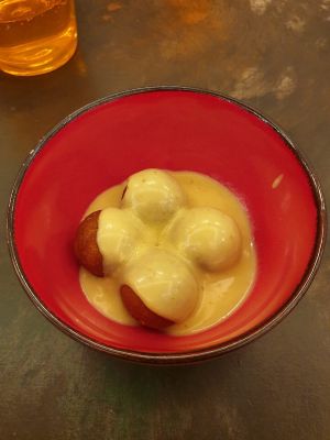 Barley balls with curry cream at GingerGi in Padua