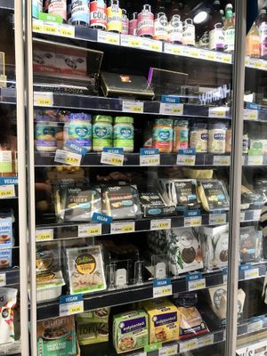 Amazing selection of vegan cheese and tofu  at Jay's Budgens in South East London