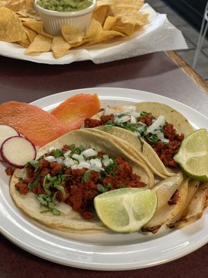Soy chorizo taco  at Taco Temptation in Port Chester