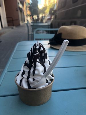 Vanilla soft serve with chocolate drizzle  at The Began in Valencia