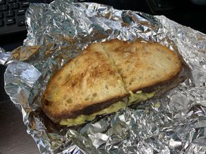 Vegan grilled cheese at Kaibur Coffee in Pittsburgh