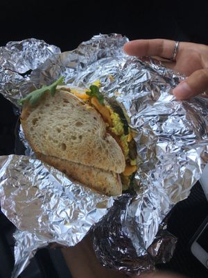 Vegan egg sandwich at Kaibur Coffee in Pittsburgh