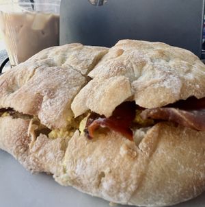 Breakfast sandwich. She was thicc   at Kaibur Coffee in Pittsburgh