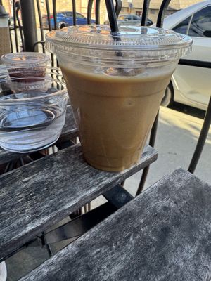 Latte with oatmilk   at Kaibur Coffee in Pittsburgh