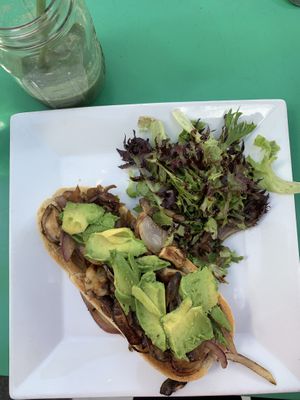 Caramelized onion and mushrooms sandwich!  at Seedz Cafe in Steamboat Springs