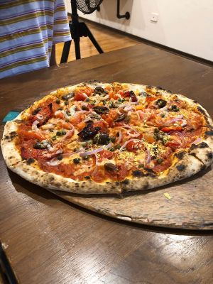 Amazing vegan pizza choices at Golden Grapes in Glebe