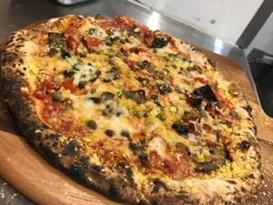 ortolana with extra vegan mozarella at Golden Grapes in Glebe