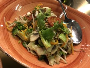 Oil free veggie stir fry  at Bidasoa Restaurant at Hotel Bidasoa in Santiago