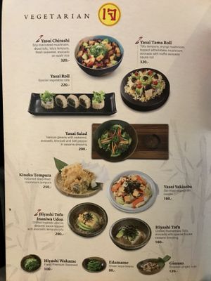 Menu at Sushi Mori in Bangkok