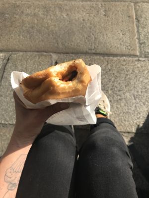 Olive and onion at Panzerotti Luini in Milan