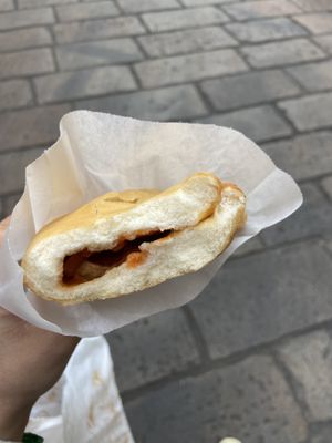 Olives, onion and tomato  at Panzerotti Luini in Milan