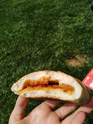 Tomato, onion, olive panzerotto at Panzerotti Luini in Milan