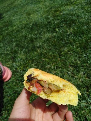 Vegetarian panzerotto. Mixed Italian veg with nutmeg and herbs! at Panzerotti Luini in Milan