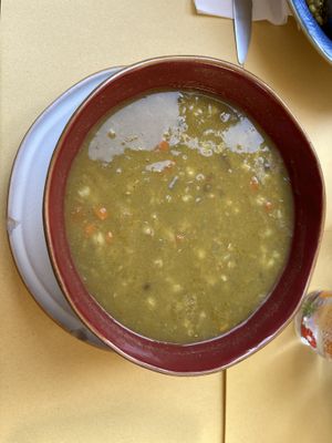 Vegan soup of the day (barley, lentils...)  at Soup in Town in Lucca