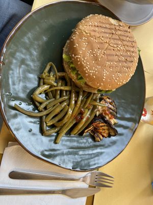 Vegan burger  at Soup in Town in Lucca
