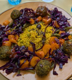 Falafel bowl at Soup in Town in Lucca