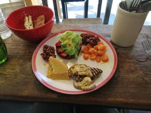 Vegan burger at Soup in Town in Lucca