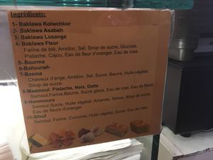 Description of the ingredients of each desert at Lina Restaurant in Paris