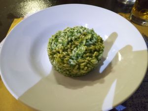 Risotto with nettles-based pesto at Taverna dell'Ortica in Trecate