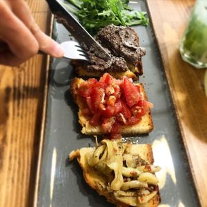 Bruschetta mista, a highlight at Vegano in Newcastle Upon Tyne