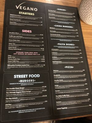 Newish menu, autumn 2021 at Vegano in Newcastle Upon Tyne